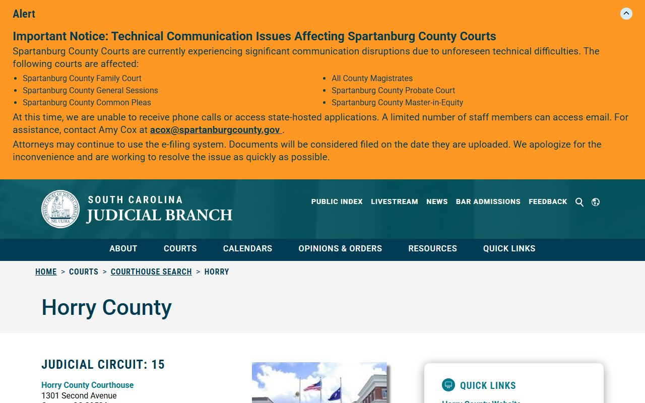 Horry County Clerk of Court records courthouse listing