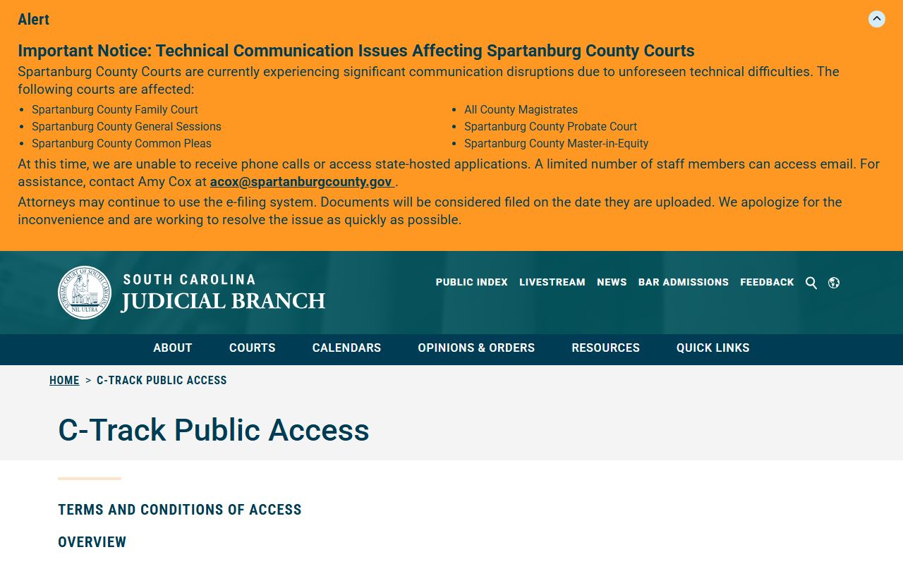 Horry County court dockets South Carolina appellate C-Track access