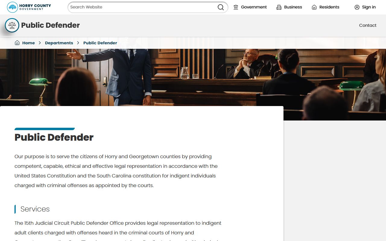 Horry County criminal court records Public Defender information