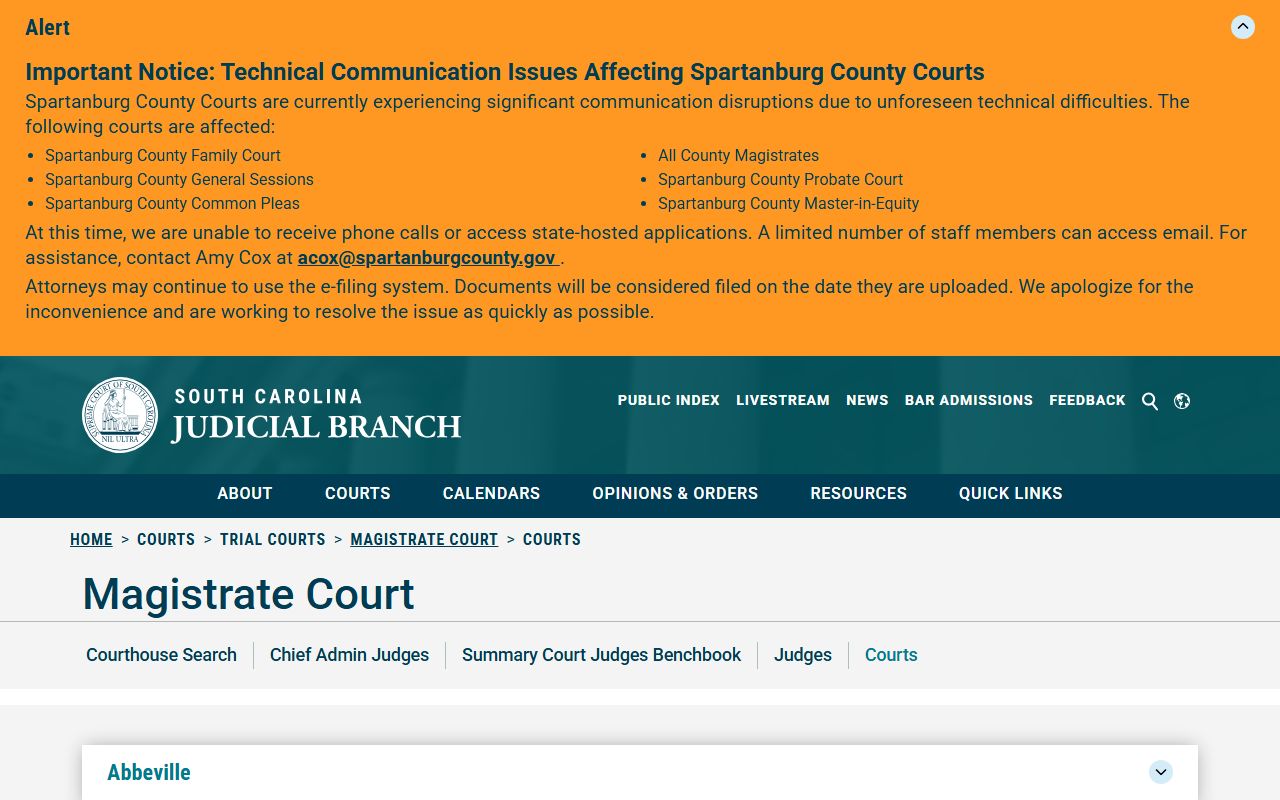Horry County Circuit Court records statewide magistrate directory