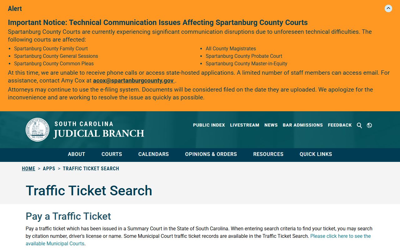 Horry County Court records traffic ticket search