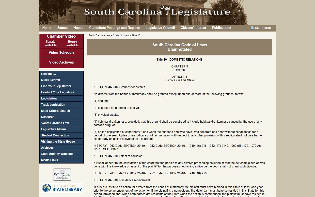 Horry County divorce records South Carolina divorce statutes