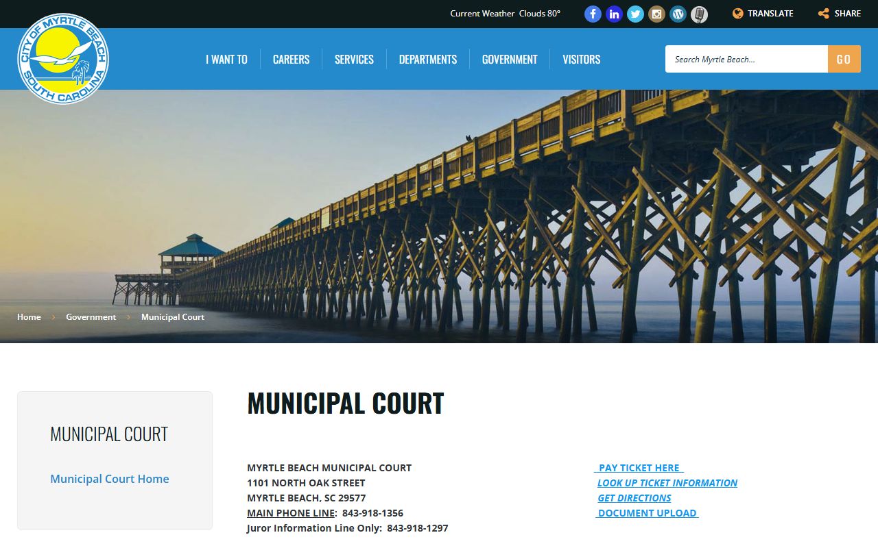 Horry County traffic court records Myrtle Beach Municipal Court