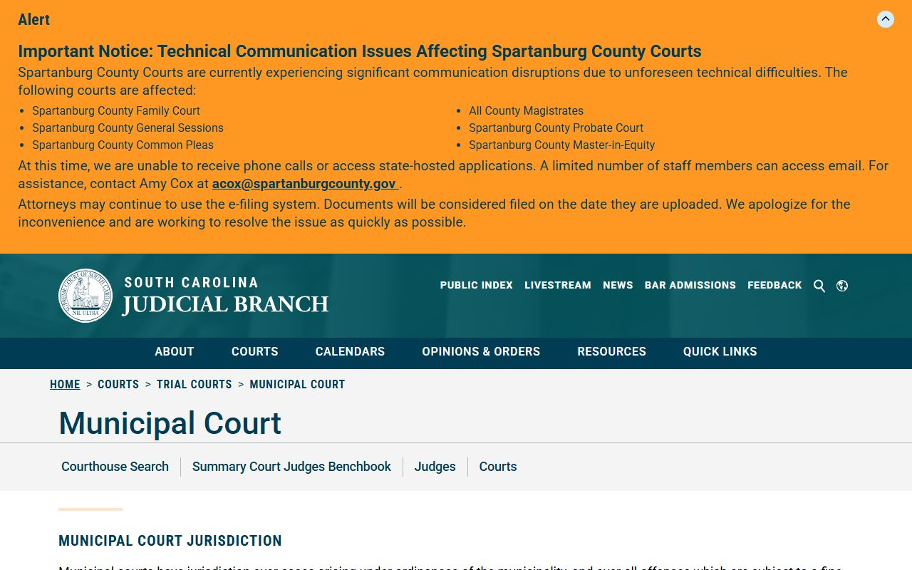 Horry County traffic court records South Carolina municipal court jurisdiction