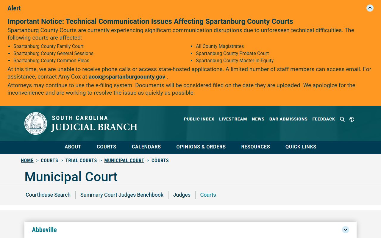 Horry County traffic court records municipal court directory